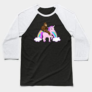 Bigfoot Riding A Unicorn Baseball T-Shirt